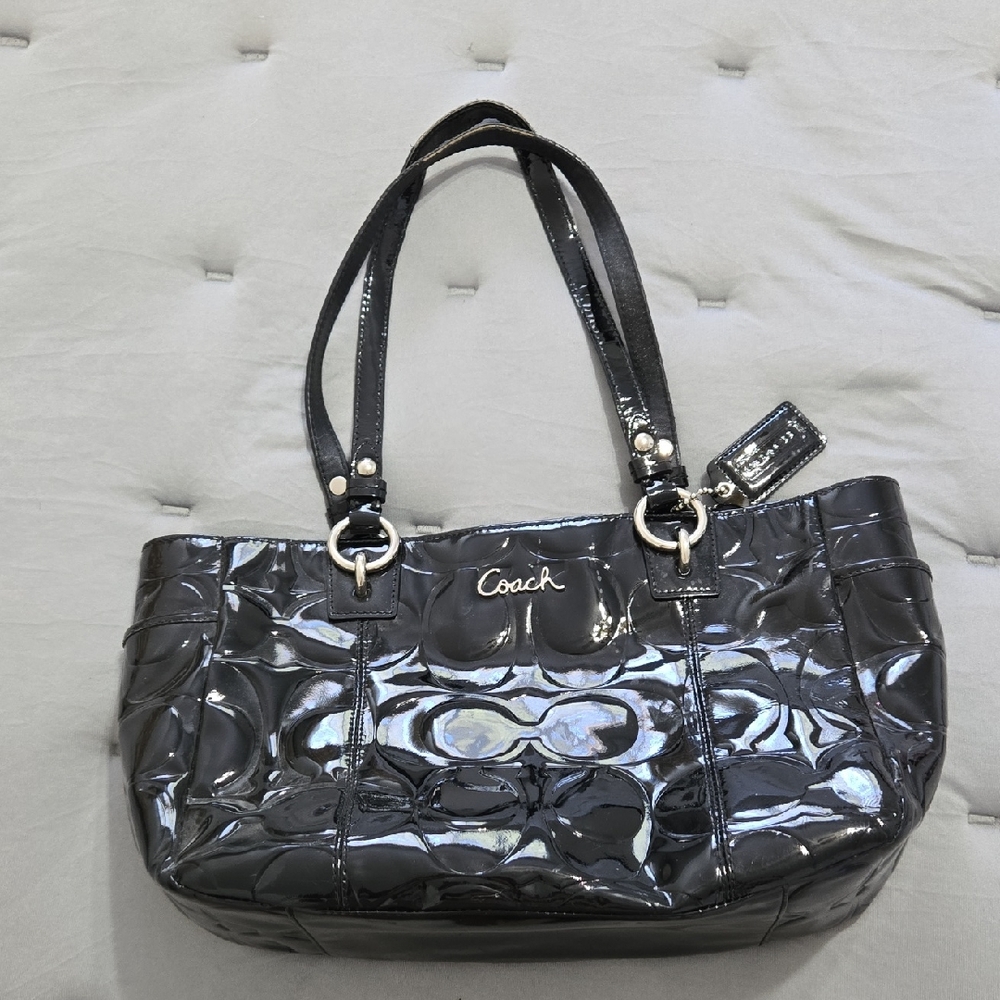 Coach Glossy Black Shoulder Bag